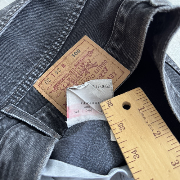 90s Levi’s 501 Black Denim Jeans Pants XX 31 30 Button Fly Made in USA - Picture 5 of 7